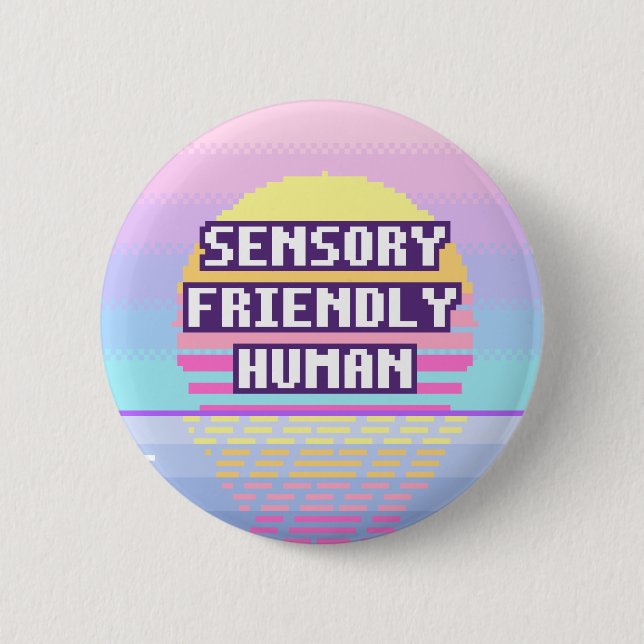 Sensory Friendly Human Neurodivergent Pixel Button (Front)
