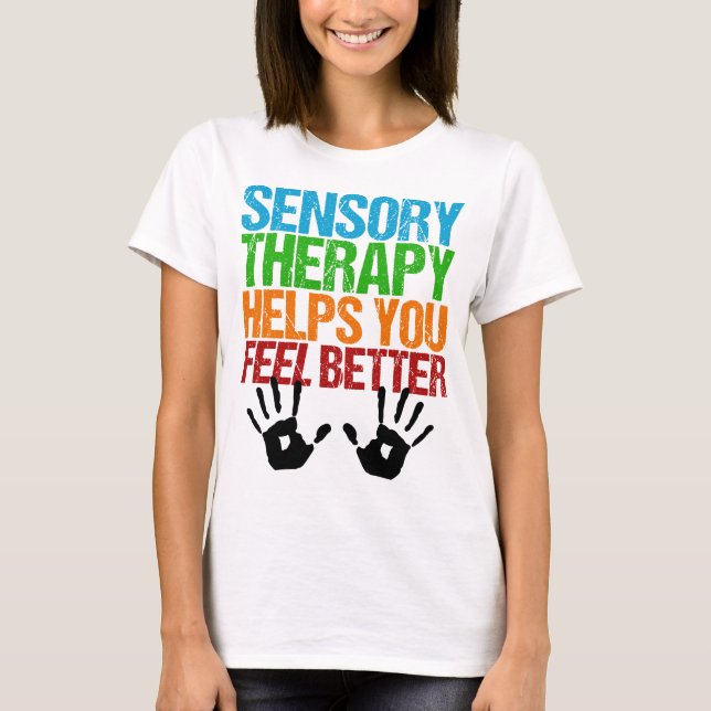 Sensory Therapy Handprints Occupational Therapist T-Shirt (Front)