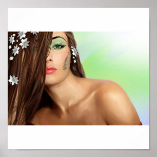 Sensual lady with green eyes poster