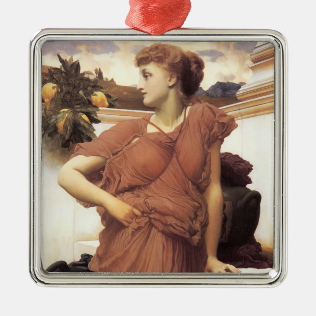 Sensually Beautiful Woman at the Fountain Metal Tree Decoration (Front)