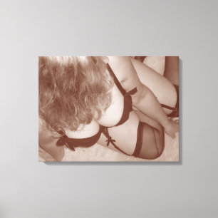 Sensuous Woman in lingerie, mature natural beauty Canvas Print