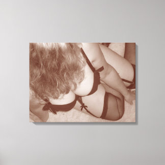 Sensuous Woman in lingerie, mature natural beauty Canvas Print