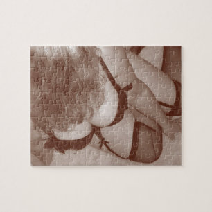 Sensuous Woman in lingerie, mature natural beauty Jigsaw Puzzle