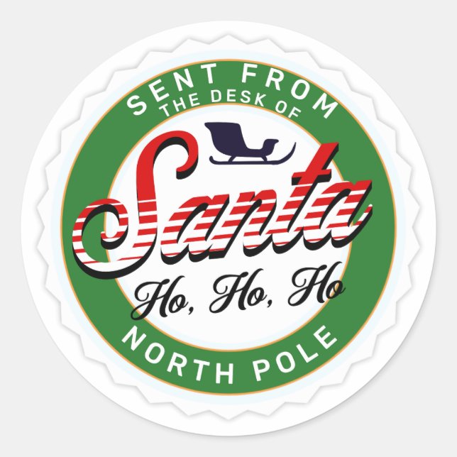 Sent from the Desk of Santa Stamp  Classic Round Sticker (Front)