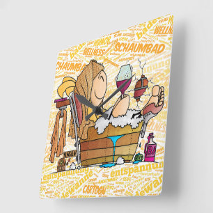Senta relaxes in the bath... square wall clock