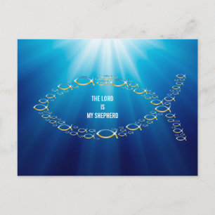 Sentence THE LORD IS MY SHEPHERD Christian Fish Postcard