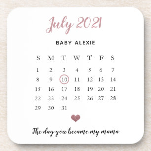 sentimental baby announcement cute heart glitter coaster