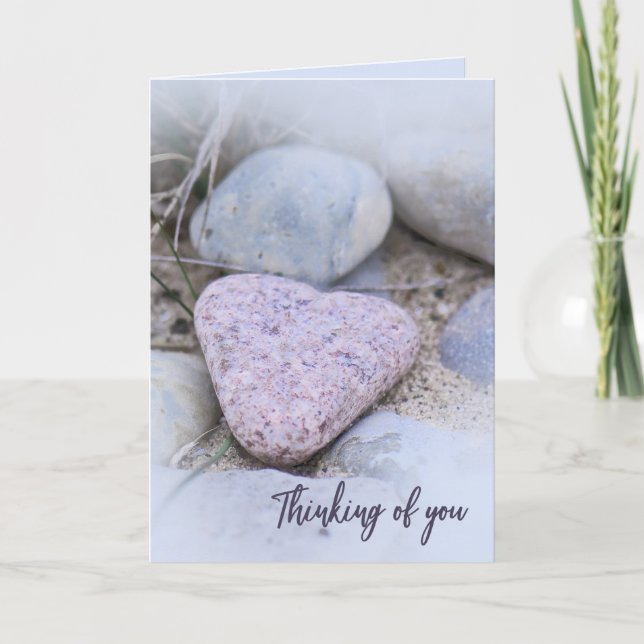 Sentimental Beach Stone Thinking of You Card (Front)