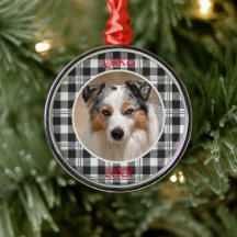 Sentimental Dog Portrait Buffalo Plaid Design