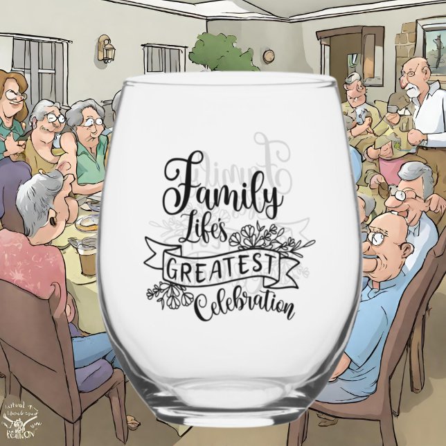 Sentimental Family celebration word art Stemless Wine Glass (Creator Uploaded)