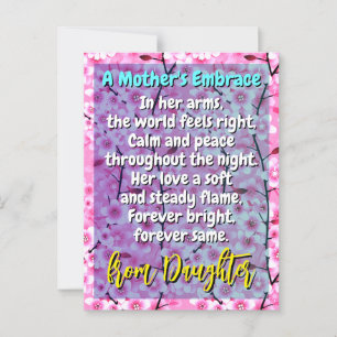 Sentimental Mom Poem Gift   Pink Floral Message Postcard