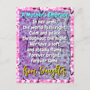 Sentimental Mum Poem Gift   Pink Floral Message Postcard