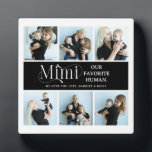 Sentimental Photo Collage Mimi Keepsake  Plaque<br><div class="desc">Create the perfect gift for the most amazing mum with our easy-to-use template, featuring six photos of cherished memories and the cute saying 'Mimi, Our favourite human' on a black coloured background that can be changed to your choice of colours. Complete with your child/rens name and a cute "we love...</div>
