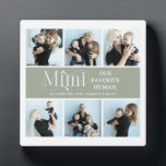 Sentimental Photo Collage Mimi Keepsake  Plaque<br><div class="desc">Create the perfect gift for the most amazing mum with our easy-to-use template, featuring six photos of cherished memories and the cute saying 'Mimi, Our favourite human' on a sage green coloured background that can be changed to your choice of colours. Complete with your child/rens name and a cute "we...</div>