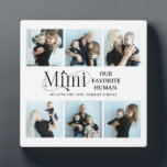 Sentimental Photo Collage Mimi Keepsake  Plaque<br><div class="desc">Create the perfect gift for the most amazing mum with our easy-to-use template, featuring six photos of cherished memories and the cute saying 'Mimi, Our favourite human' on a white coloured background that can be changed to your choice of colours. Complete with your child/rens name and a cute "we love...</div>