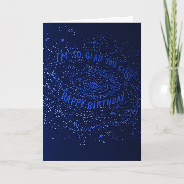 Sentimental Space Happy Birthday Card (Front)