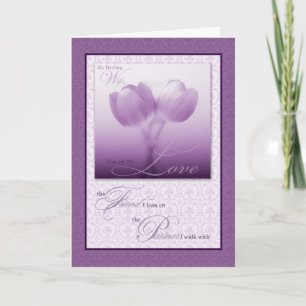 Sentimental Wife's Birthday Purple Tulips Card