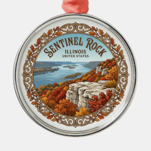 Sentinel Rock, Mississippi Palisades State Park Metal Tree Decoration