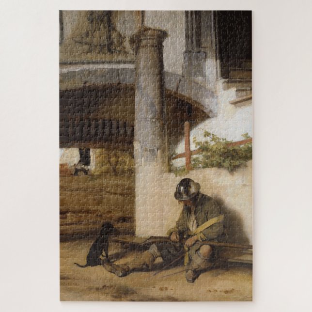 Sentry Guarding a Gate With his Pet Dog Jigsaw Puzzle (Vertical)