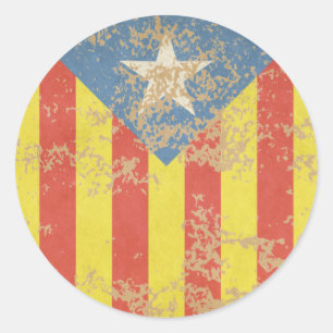 Senyera Estelada Blava Antiga Classic Round Sticker