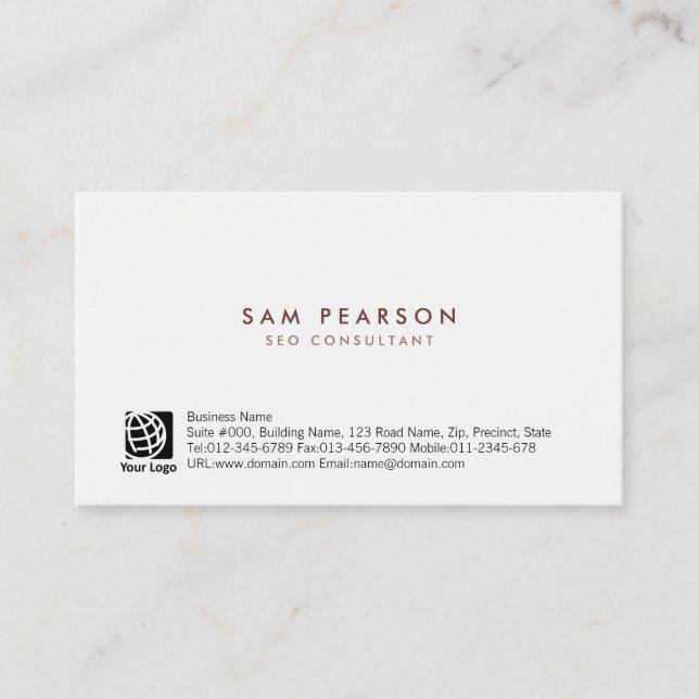 SEO Consultant Simple Minimal Business Card (Front)