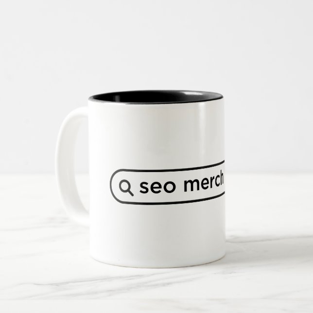 SEO Merch Quote Two-Tone Coffee Mug (Front Left)
