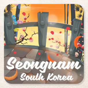 Seongnam South Korea travel poster Square Paper Coaster
