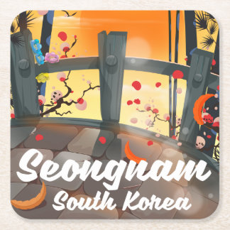 Seongnam South Korea travel poster Square Paper Coaster