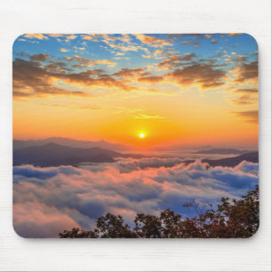Seoraksan Mountains Covered by Fog at Sunrise Mouse Mat