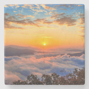Seoraksan Mountains Covered by Fog at Sunrise Stone Coaster