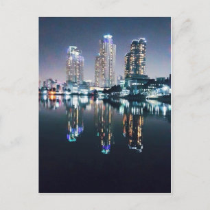 Seoul at night over the river postcard