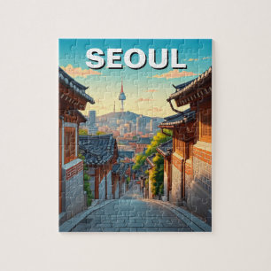 Seoul Bukchon South Korea Sunset Jigsaw Puzzle