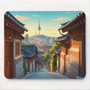 Seoul Bukchon South Korea Sunset Mouse Mat