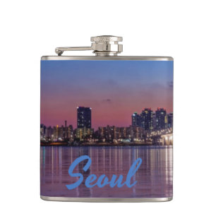 Seoul Capital of South Korea City Skyline Hip Flask