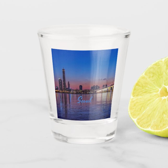 Seoul Capital of South Korea City Skyline Shot Glass (Front)