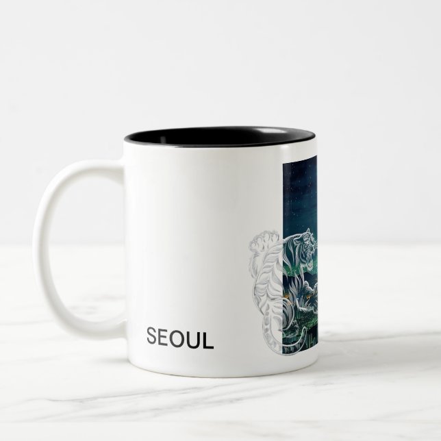 SEOUL landscape tiger mugcup Two-Tone Coffee Mug (Left)