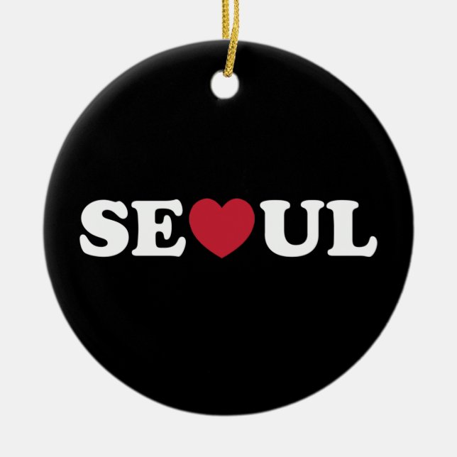 Seoul Love Heart Ceramic Tree Decoration (Front)