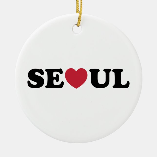 Seoul Love Heart Ceramic Tree Decoration (Front)
