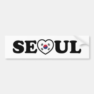 Seoul Love Heart Flag Bumper Sticker