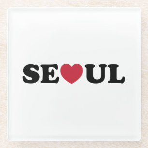 Seoul Love Heart Glass Coaster