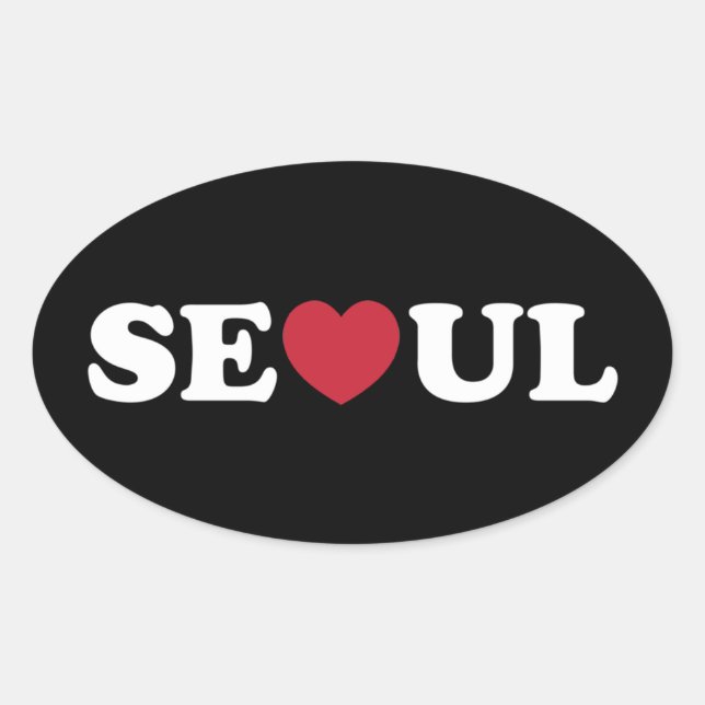 Seoul Love Heart Oval Sticker (Front)
