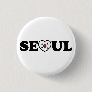 Seoul Love Heart Taegeukgi Flag 3 Cm Round Badge