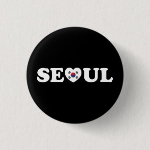 Seoul Love Heart Taegeukgi Flag 3 Cm Round Badge