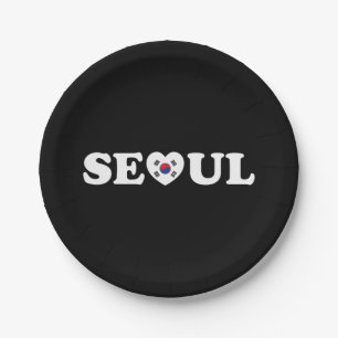 Seoul Love Heart Taegeukgi Flag Paper Plate