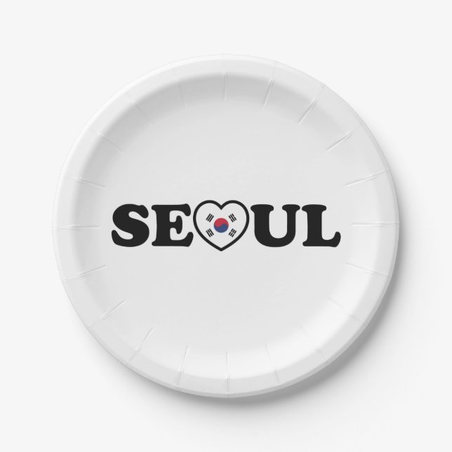 Seoul Love Heart Taegeukgi Flag Paper Plate (Front)