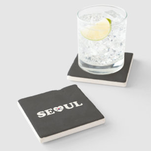Seoul Love Heart Taegeukgi Flag Stone Coaster