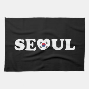 Seoul Love Heart Taegeukgi Flag Tea Towel