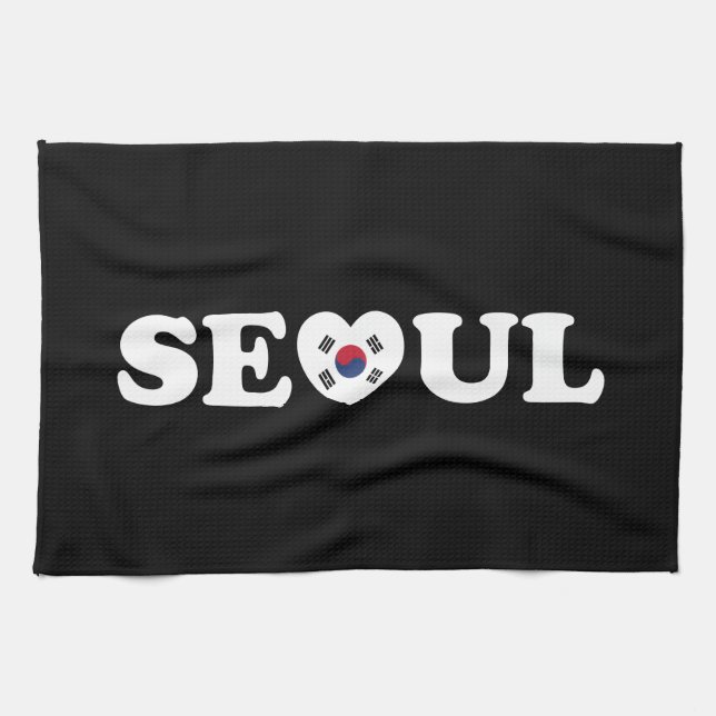 Seoul Love Heart Taegeukgi Flag Tea Towel (Horizontal)