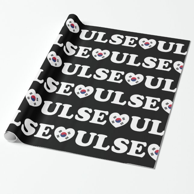 Seoul Love Heart Taegeukgi Flag Wrapping Paper (Unrolled)
