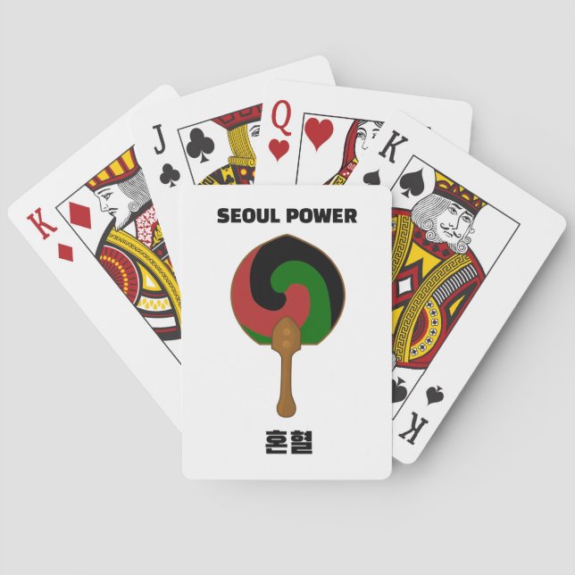 Seoul Power Korean & Black Mixed Fan Playing Poker Playing Cards (Back)